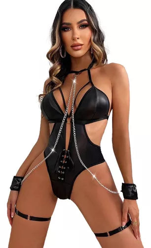 Body con choker de vinipiel