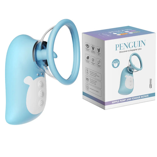 Penguin Succionador y estimulador de pezones 7 funciones Azul