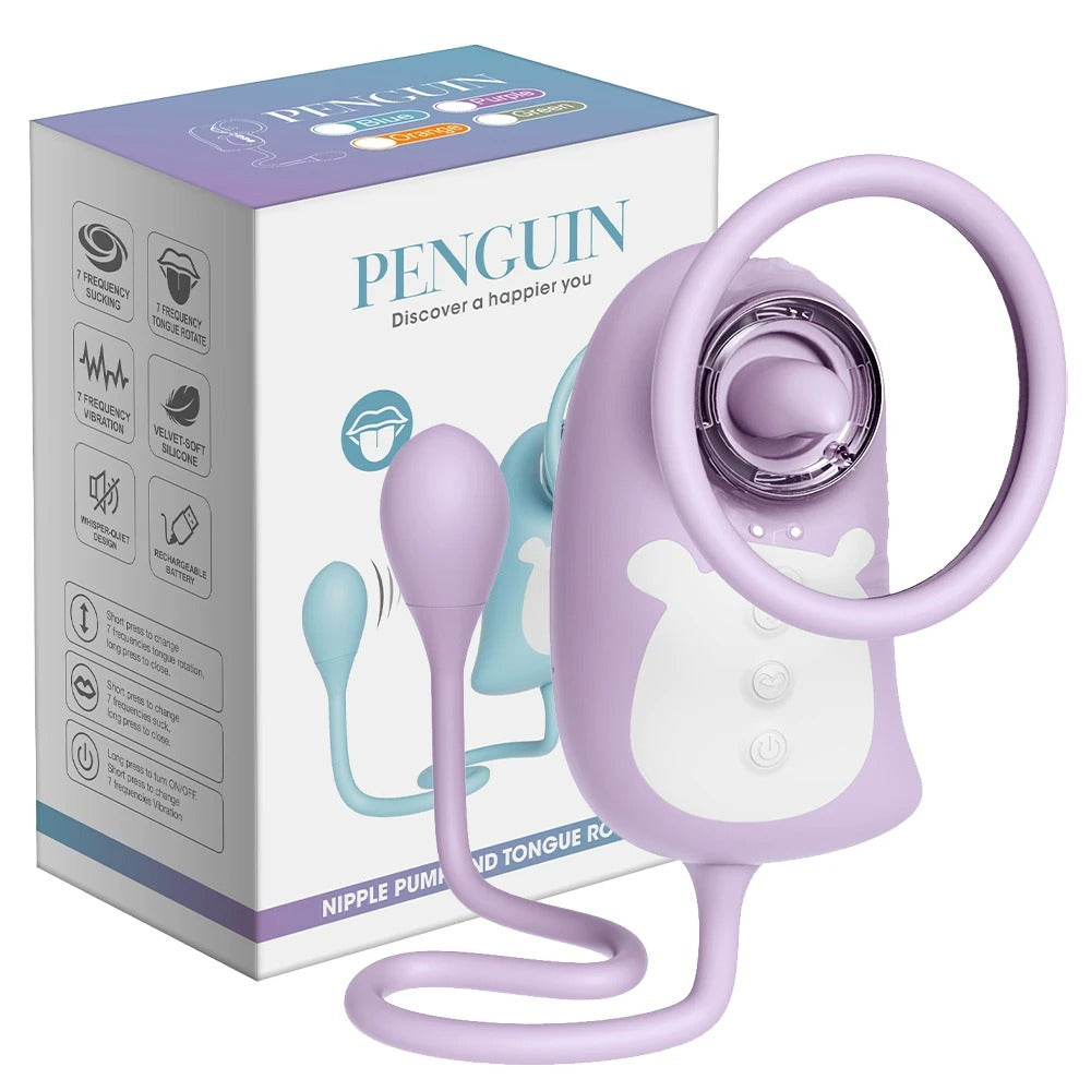 Penguin 2 en 1 Succionador y huevito 7 funciones Morado