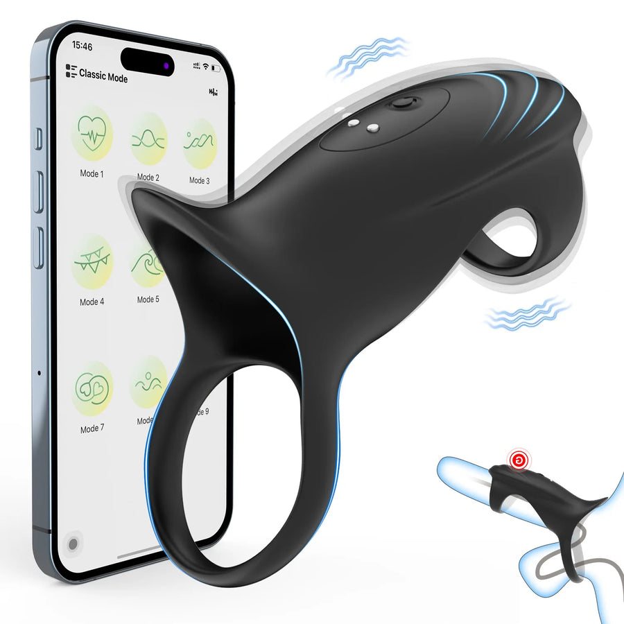 Anillo Vibrador con App – 9 Modos, Funda Incluida, Recargable USB