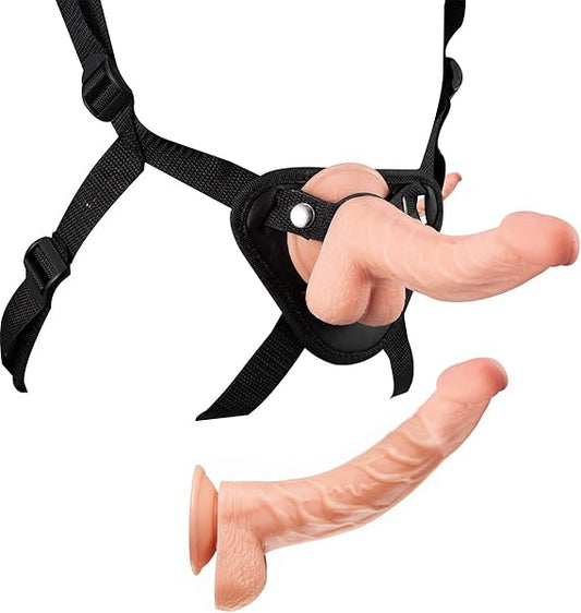 Dildo pvc + arnes 19.53.8cm