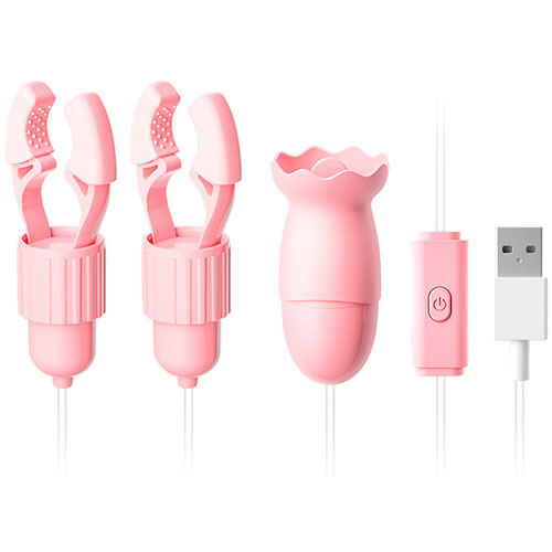 Pink Rabbit Nipple Clip Licking - vue 2