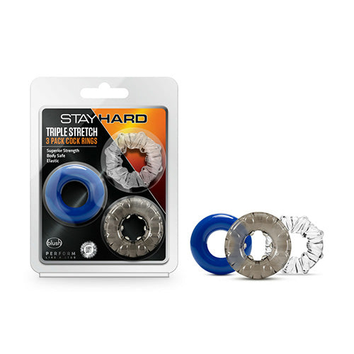 Pack 3 Anillos Peneanos Stretch – Stay Hard Triple Blush BL-00369