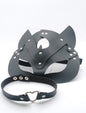 Kit mascara + collar cuero Gato corazon