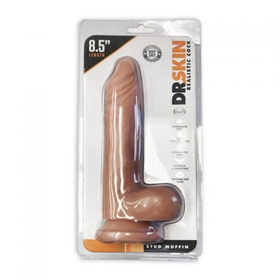 Consolador Realista Dr. Skin Stud Muffin 22 cm – Ventosa y Compatible con Arnés